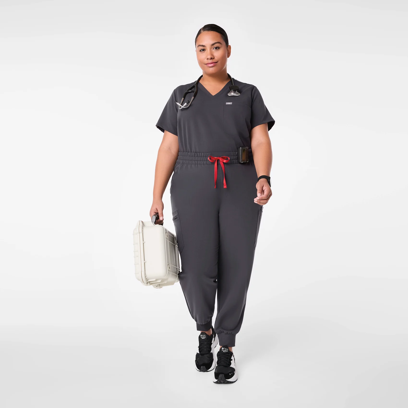 women's Charcoal High Waisted Uman Relaxed - Tall Jogger Scrub Pant (3XL-6XL) - Image 2