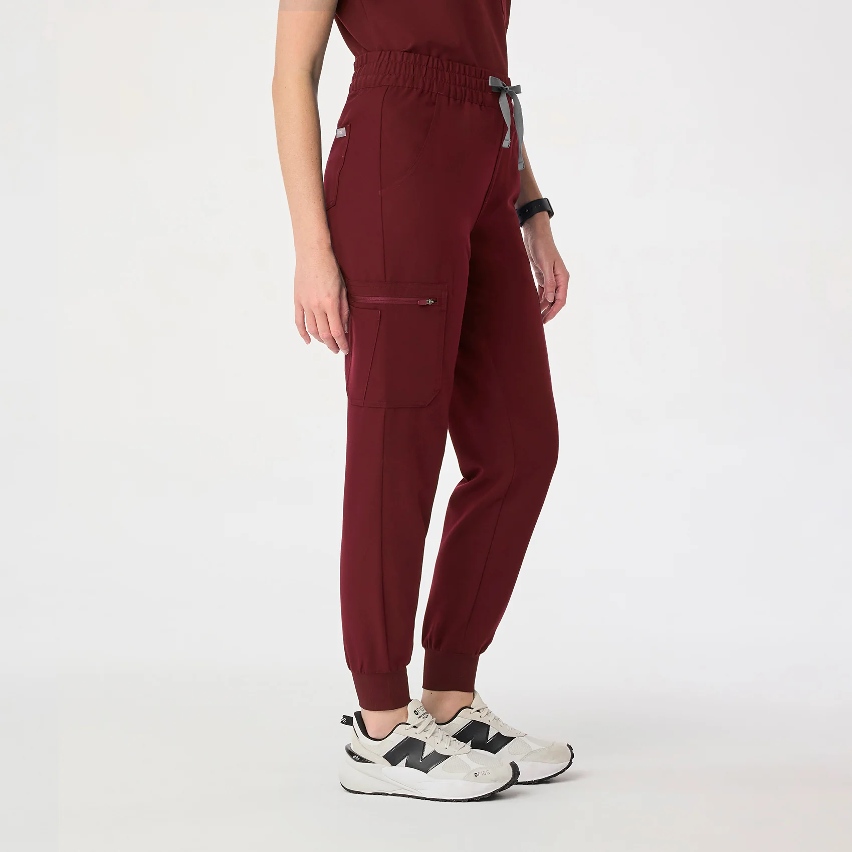 women's Burgundy High Waisted Uman Relaxed - Tall Jogger Scrub Pant - Image 3