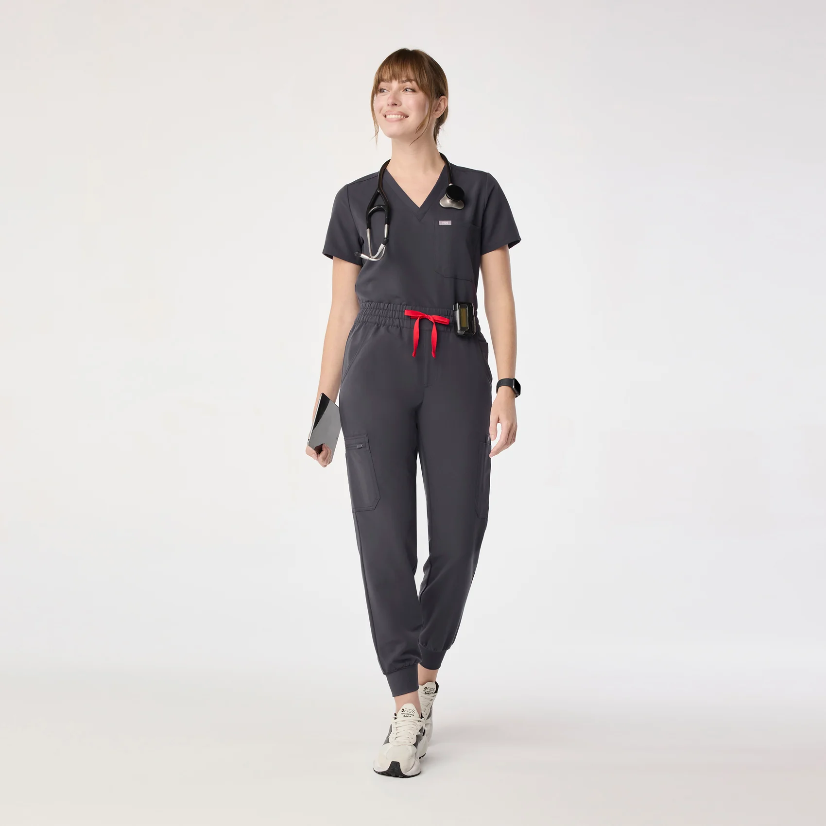 women's Charcoal High Waisted Uman Relaxed - Tall Jogger Scrub Pant - Image 2