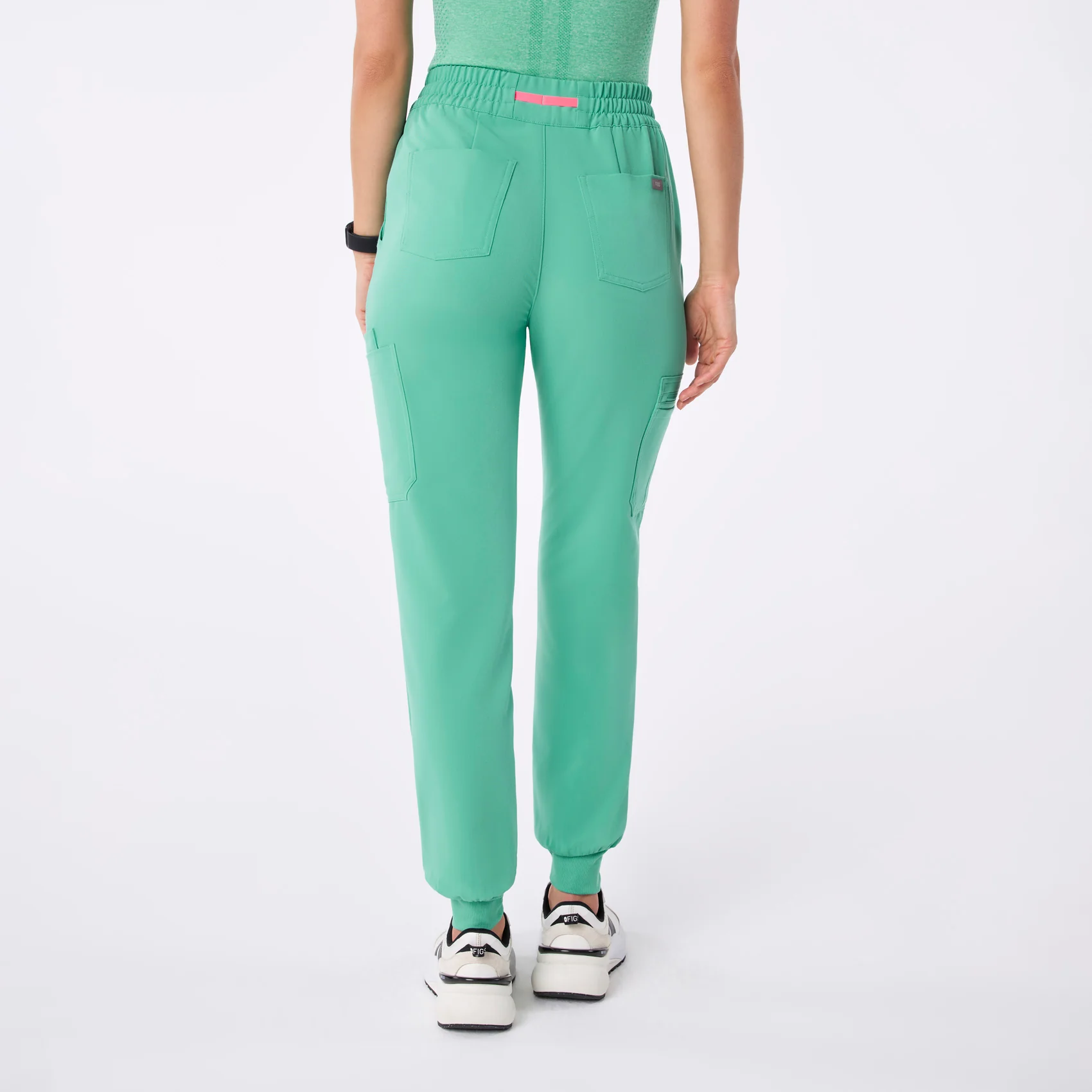 women's Surgical Green High Waisted Uman Relaxed - Tall Jogger Scrub Pant - Image 4