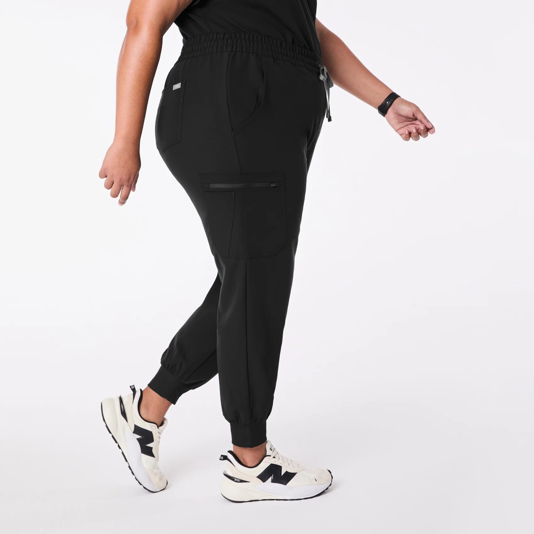 women's Black High Waisted Uman Relaxed - Petite Jogger Scrub Pant (3XL-6XL) - Image 3