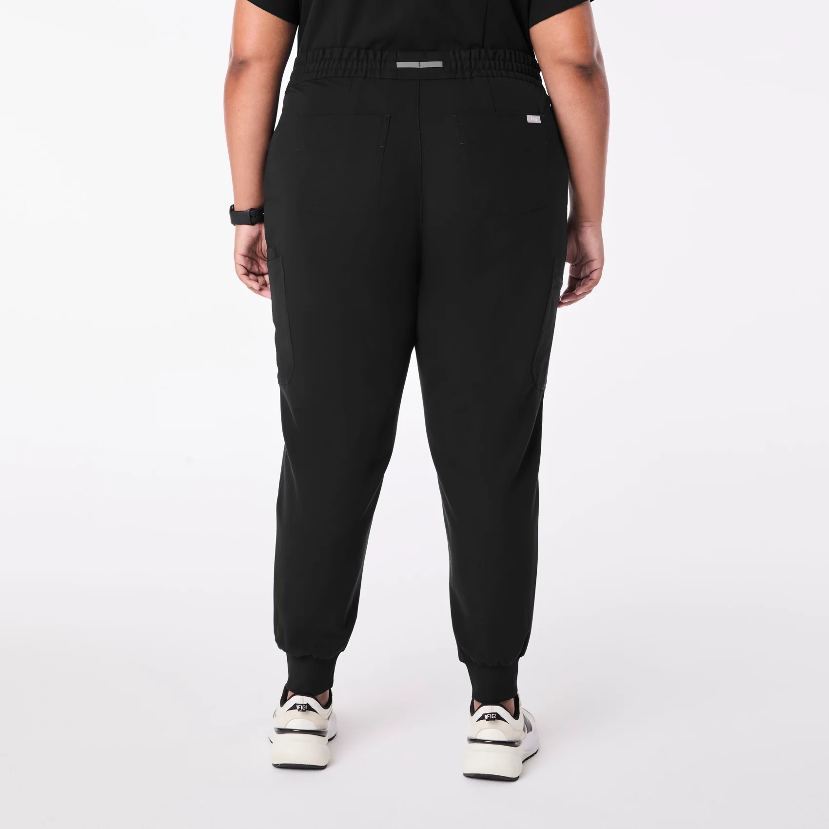 women's Black High Waisted Uman Relaxed - Petite Jogger Scrub Pant (3XL-6XL) - Image 4