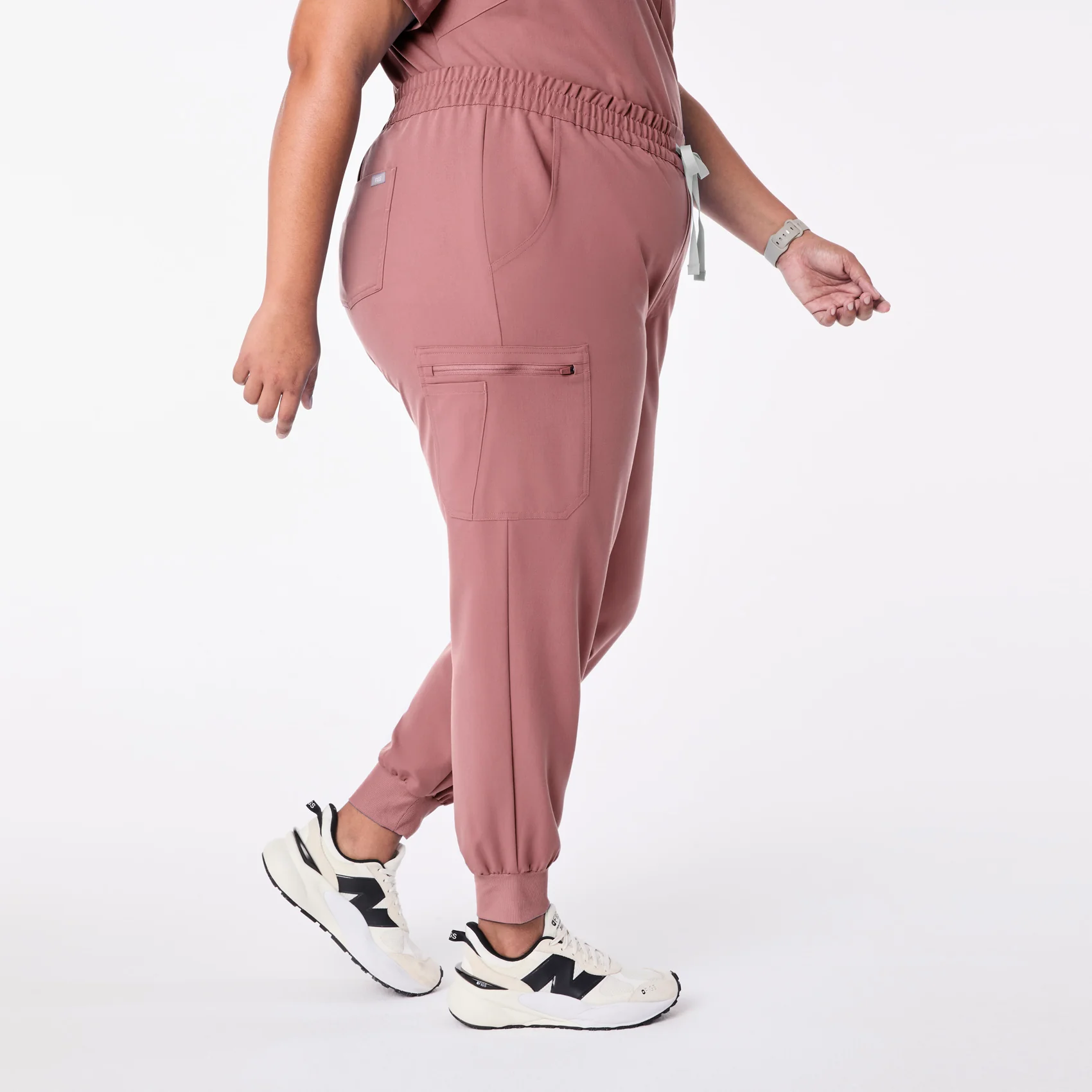 women's Mauve High Waisted Uman Relaxed - Petite Jogger Scrub Pant (3XL-6XL) - Image 3