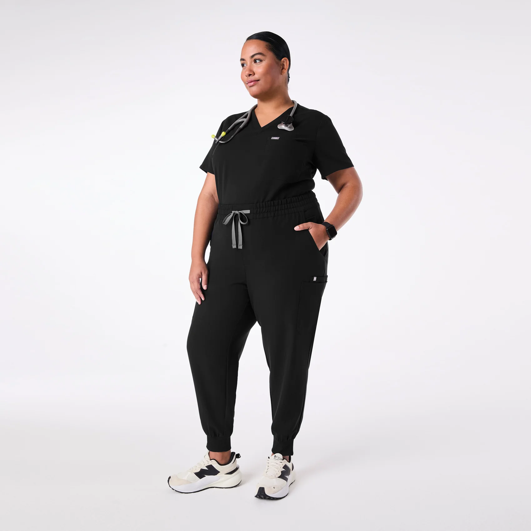 women's Black High Waisted Uman Relaxed - Tall Jogger Scrub Pant (3XL-6XL) - Image 2