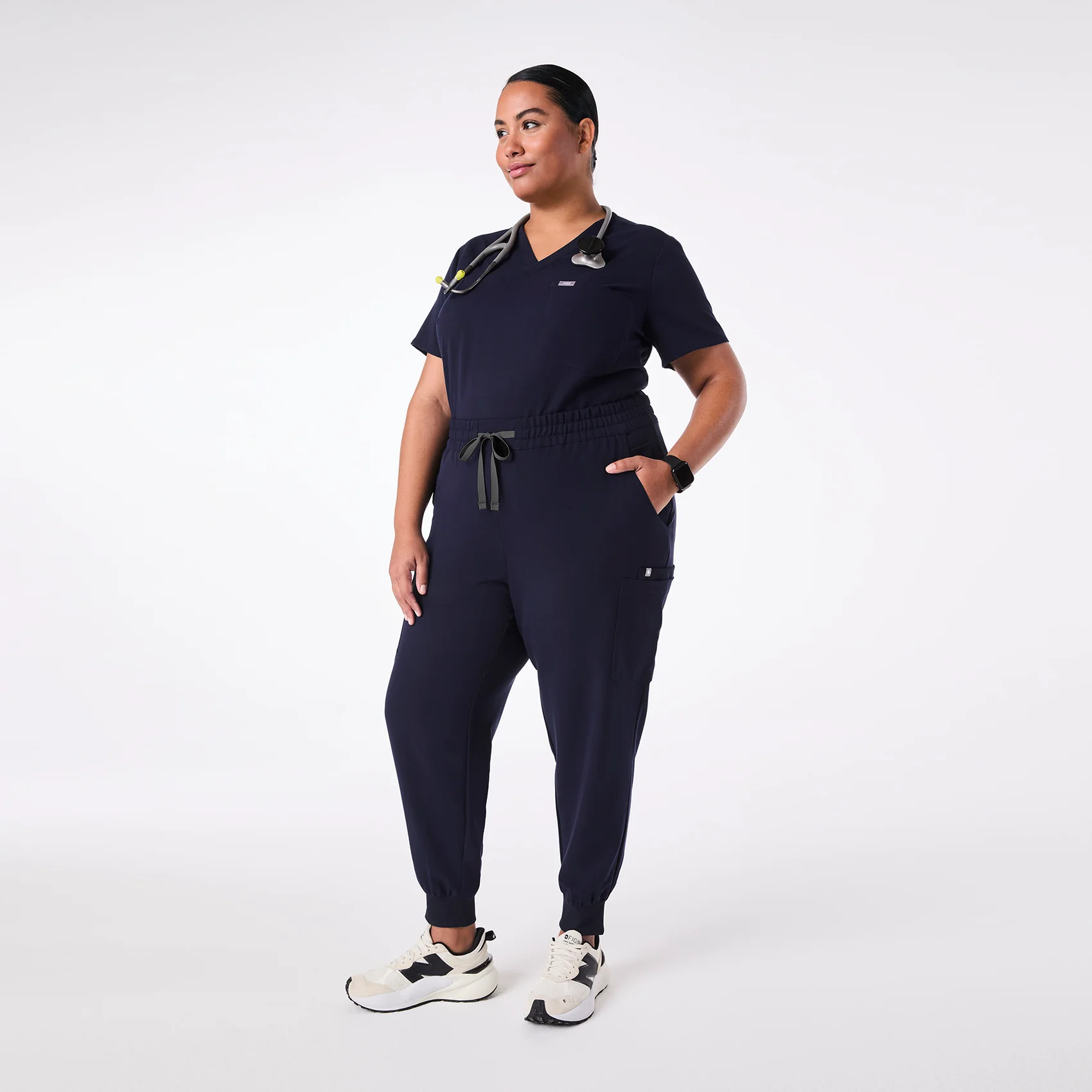 women's Navy High Waisted Uman Relaxed - Tall Jogger Scrub Pant (3XL-6XL) - Image 2
