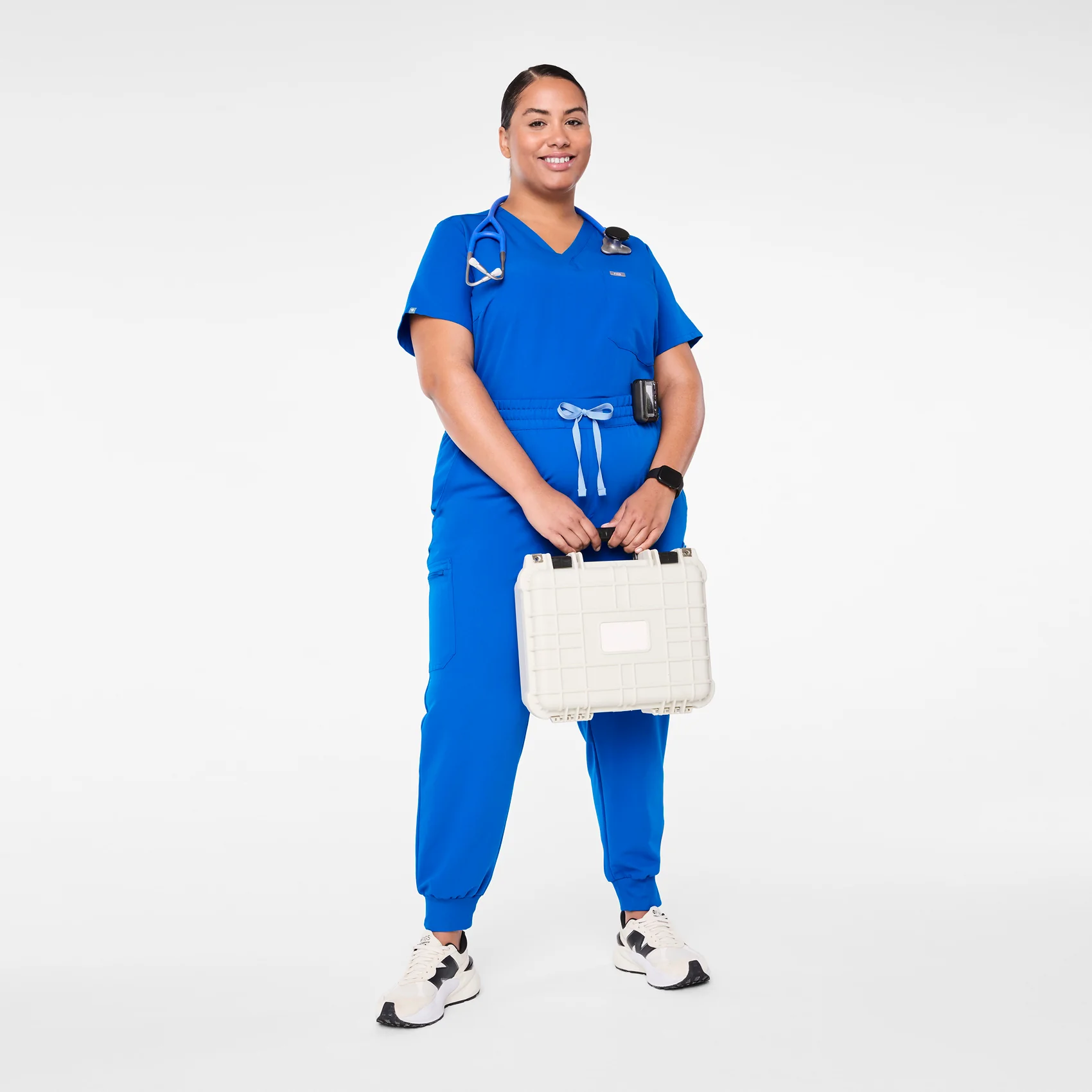women's Royal Blue High Waisted Uman Relaxed - Tall Jogger Scrub Pant (3XL-6XL) - Image 2
