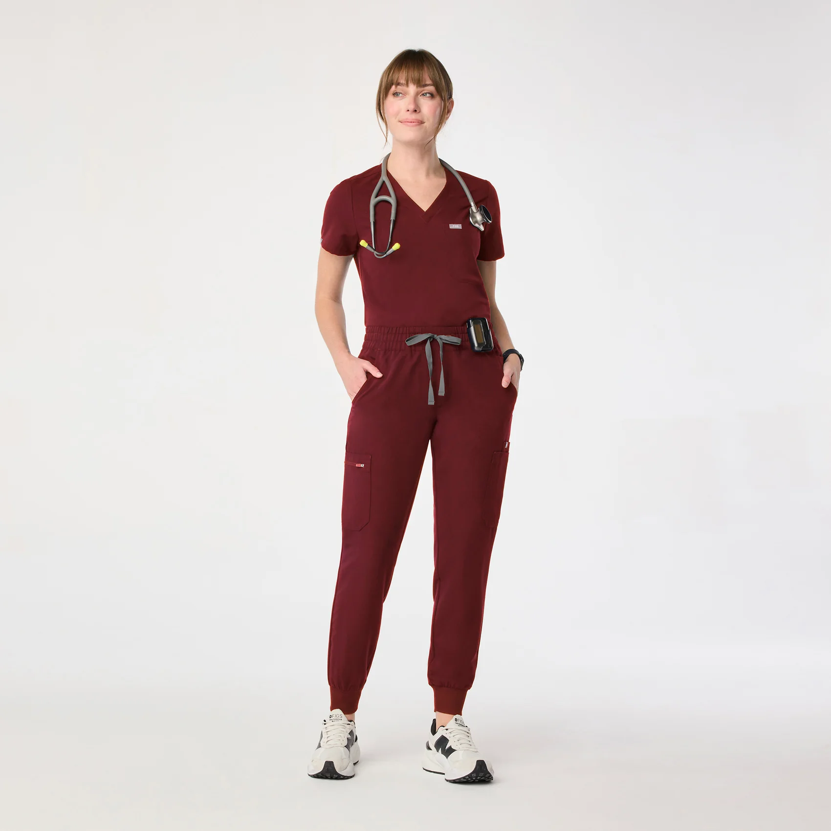 women's Burgundy Uman Relaxed - Jogger Scrub Pant - Image 2