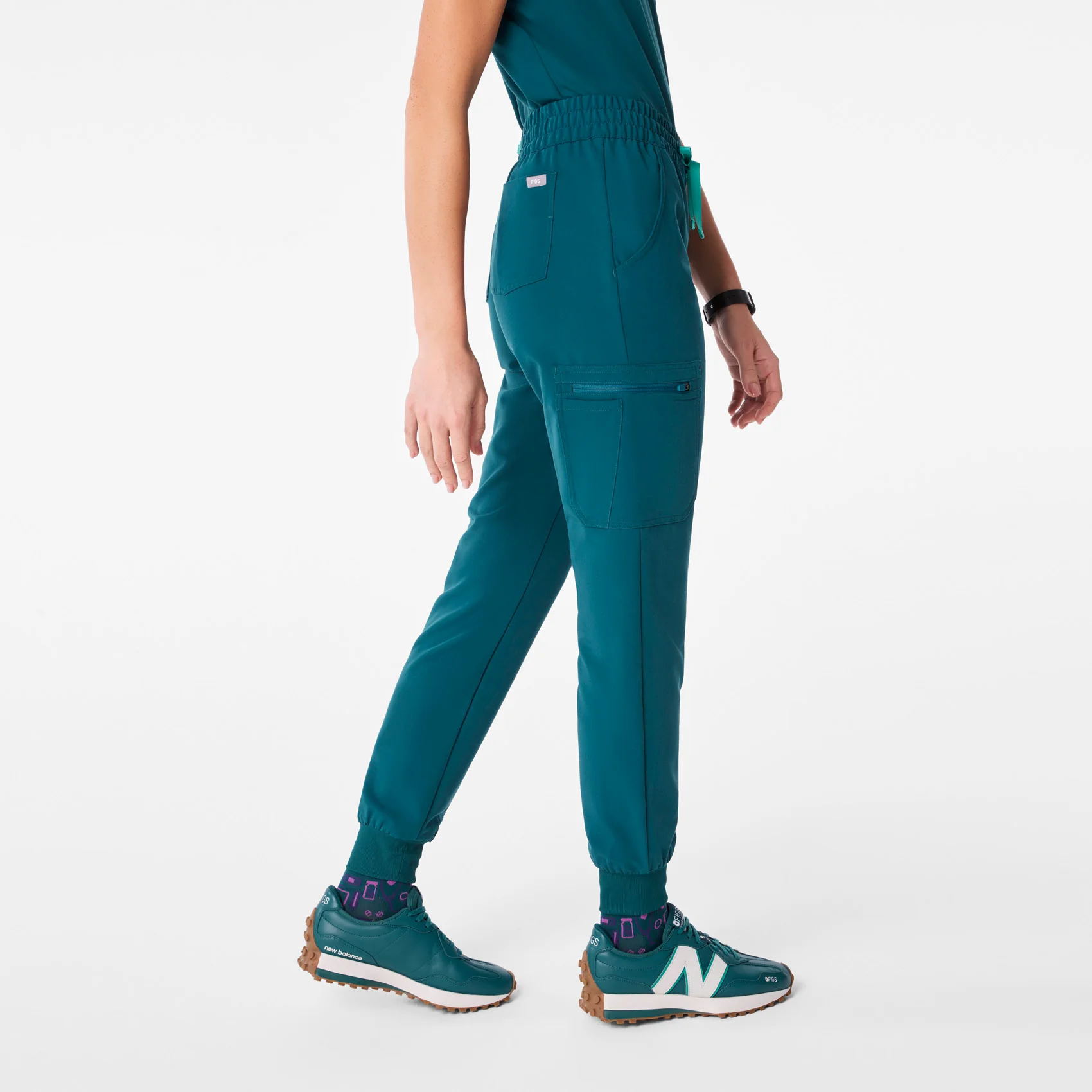 women's Caribbean Blue Uman Relaxed - Petite Jogger Scrub Pant - Image 3