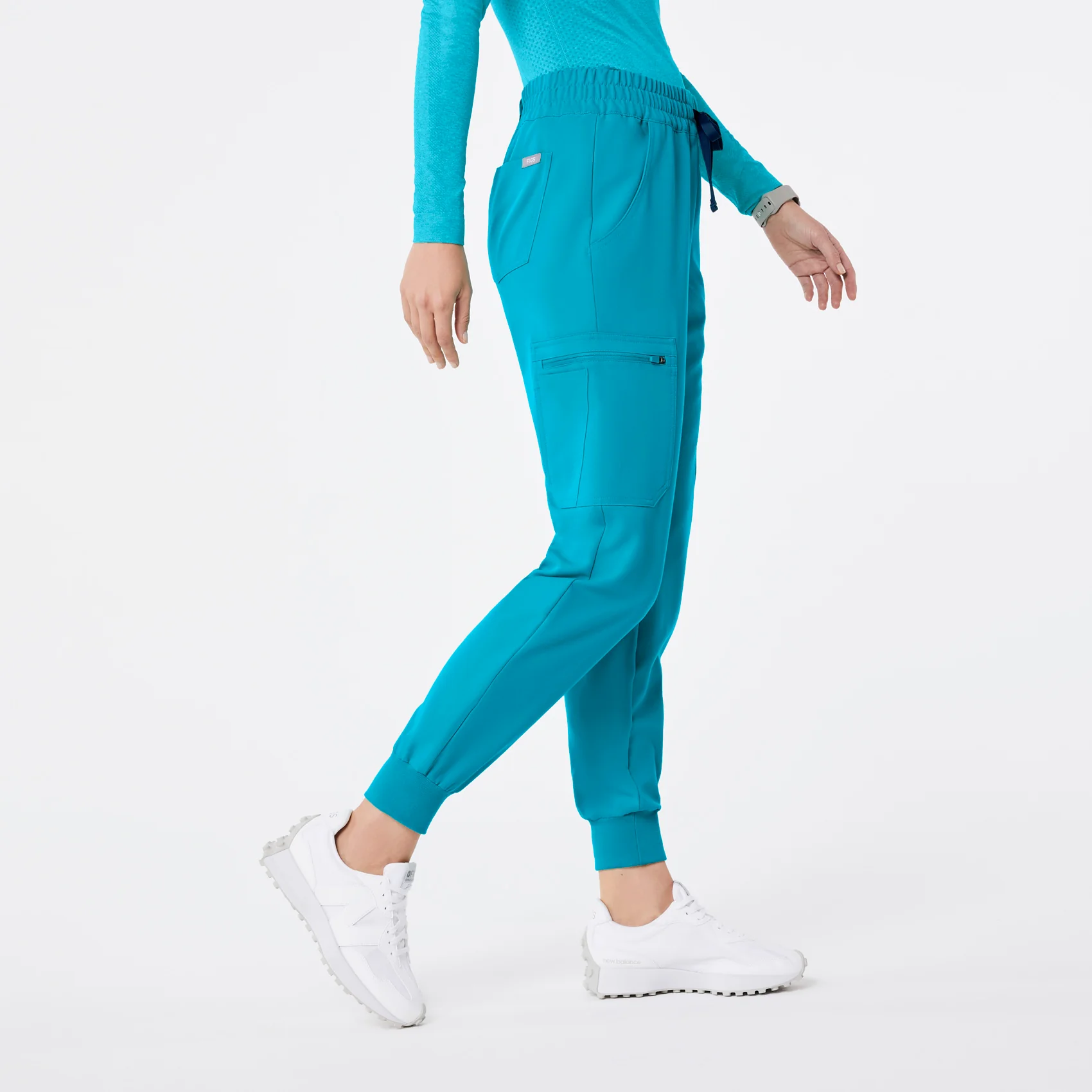 women's Teal Uman Relaxed - Petite Jogger Scrub Pant - Image 3