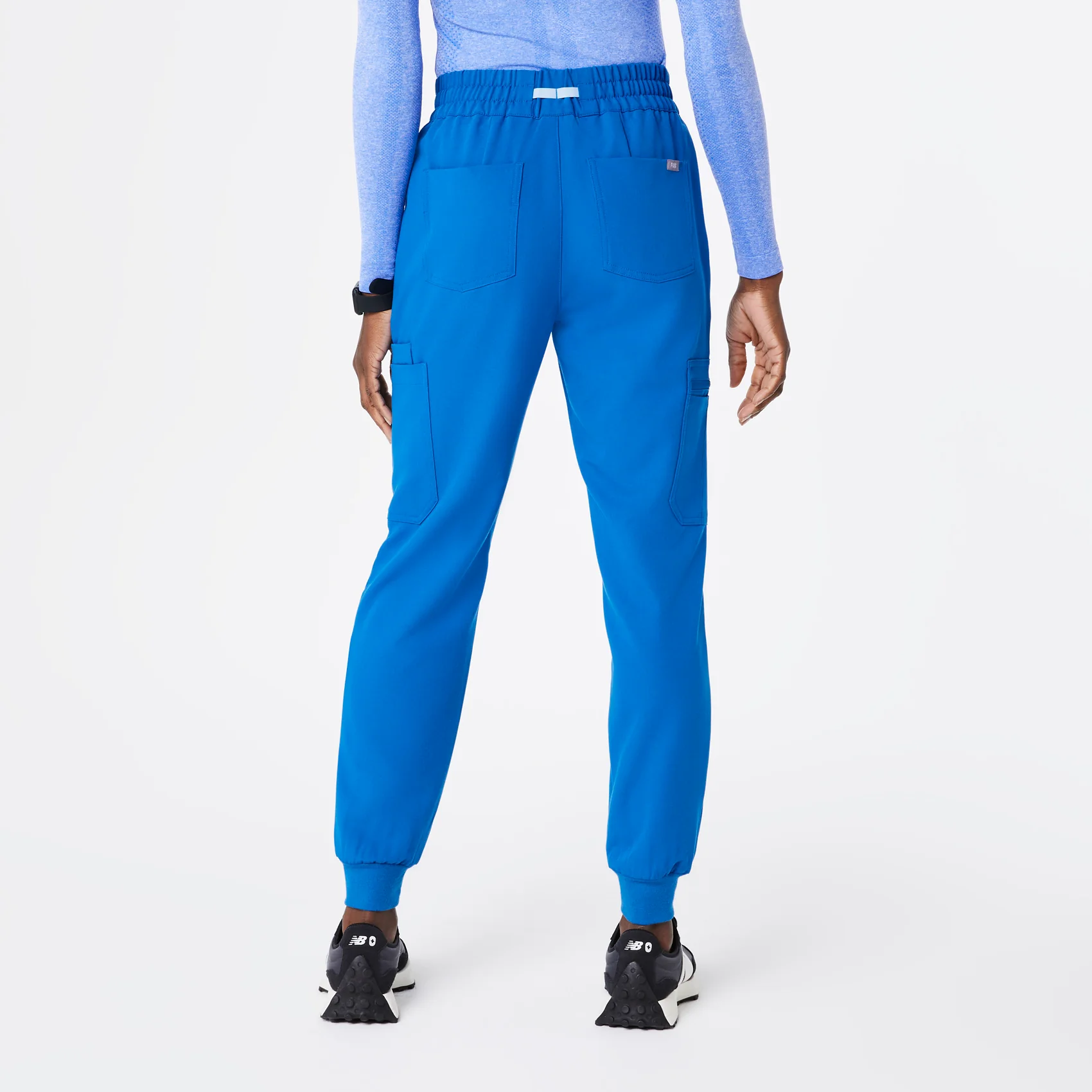 women's Royal Blue High Waisted Uman Relaxed - Petite Jogger Scrub Pants - Image 4