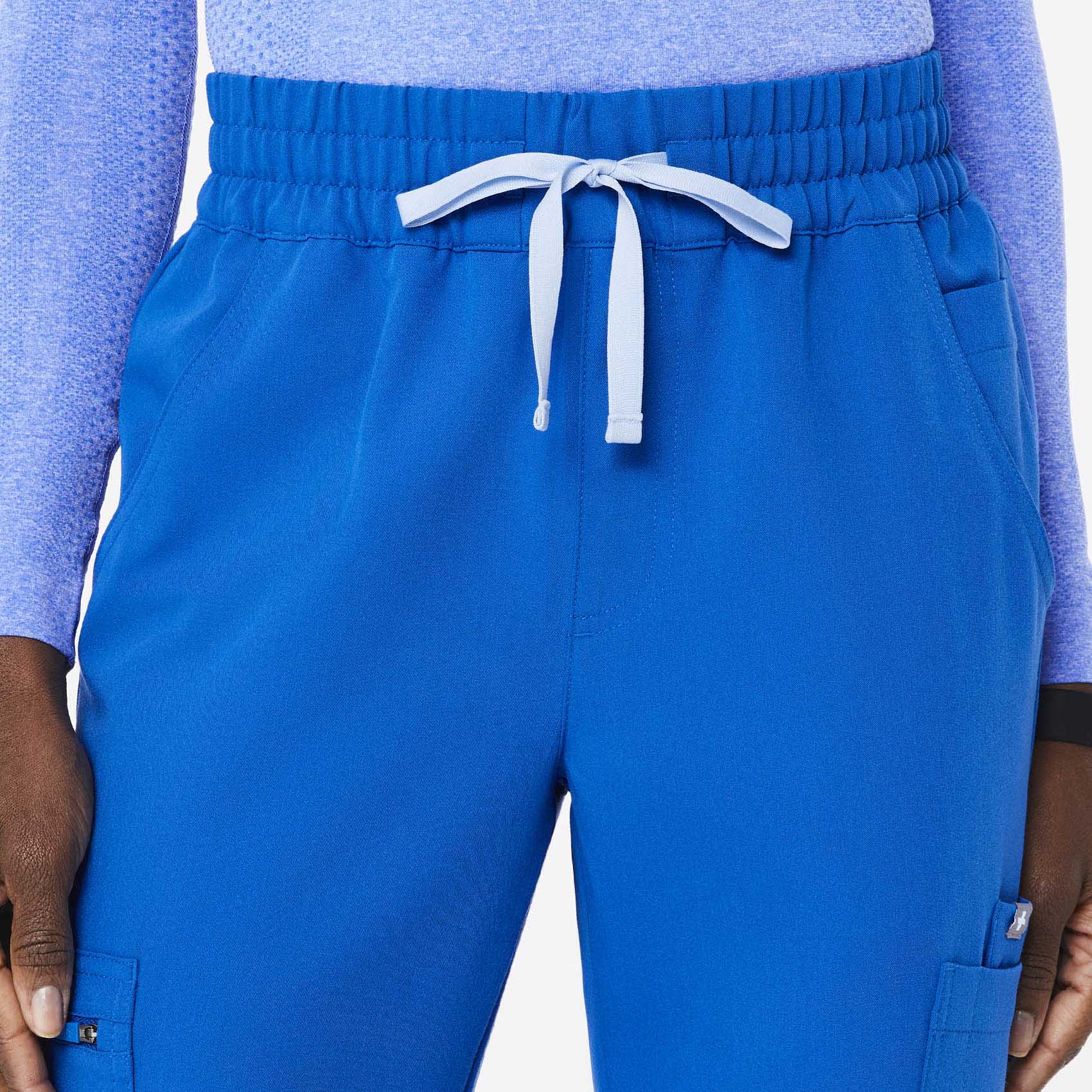 women's Royal Blue High Waisted Uman Relaxed - Petite Jogger Scrub Pants - Image 6
