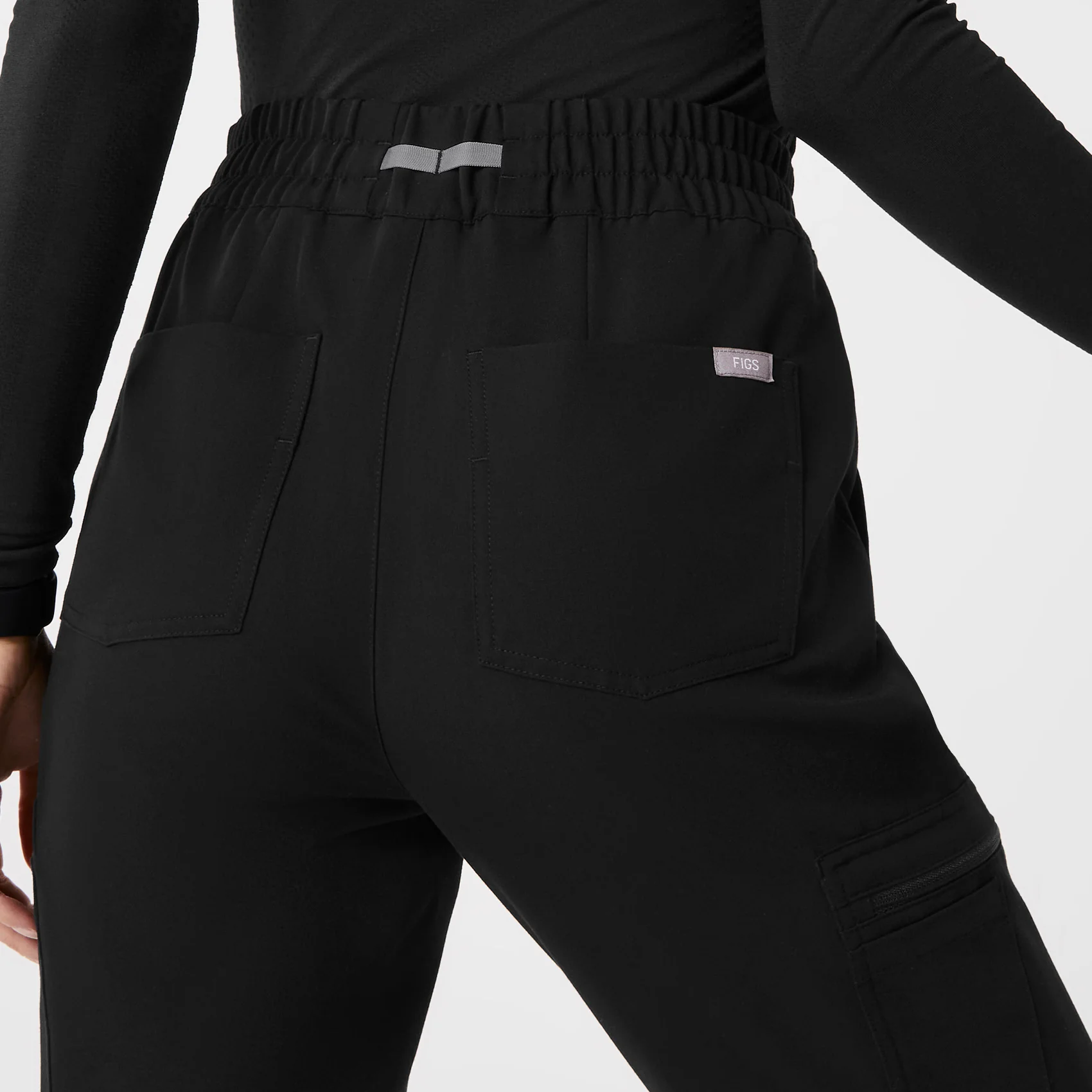 women's Black High Waisted Uman Relaxed - Tall Jogger Scrub Pants - Image 5