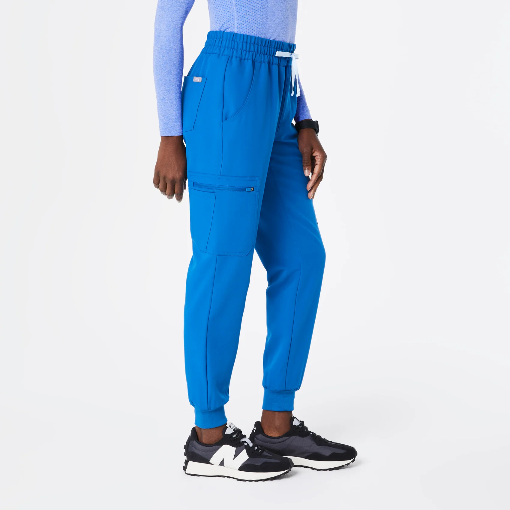 women's Royal Blue High Waisted Uman Relaxed - Tall Jogger Scrub Pants - Image 3