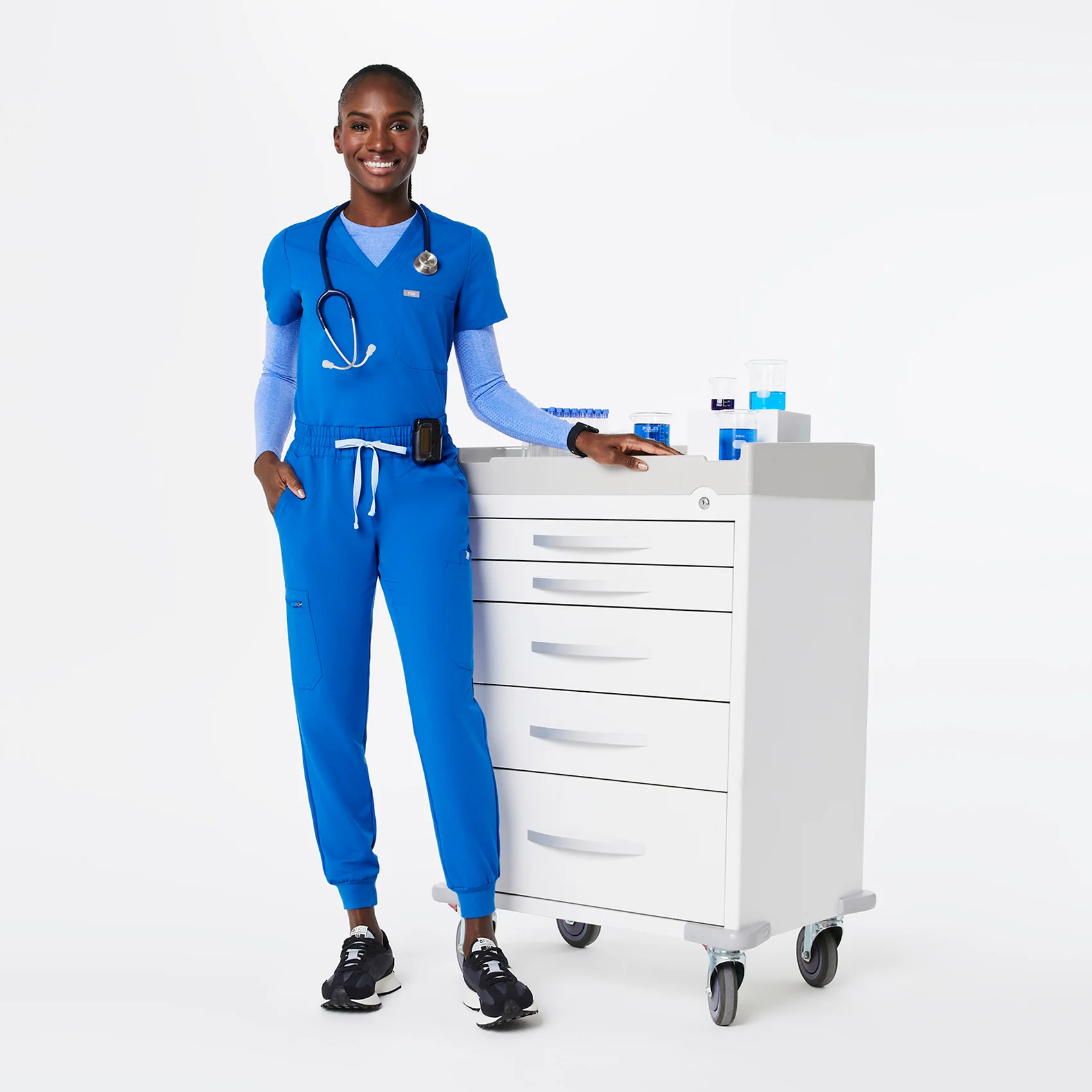 women's Royal Blue Uman Relaxed - Petite Jogger Scrub Pants - Image 2