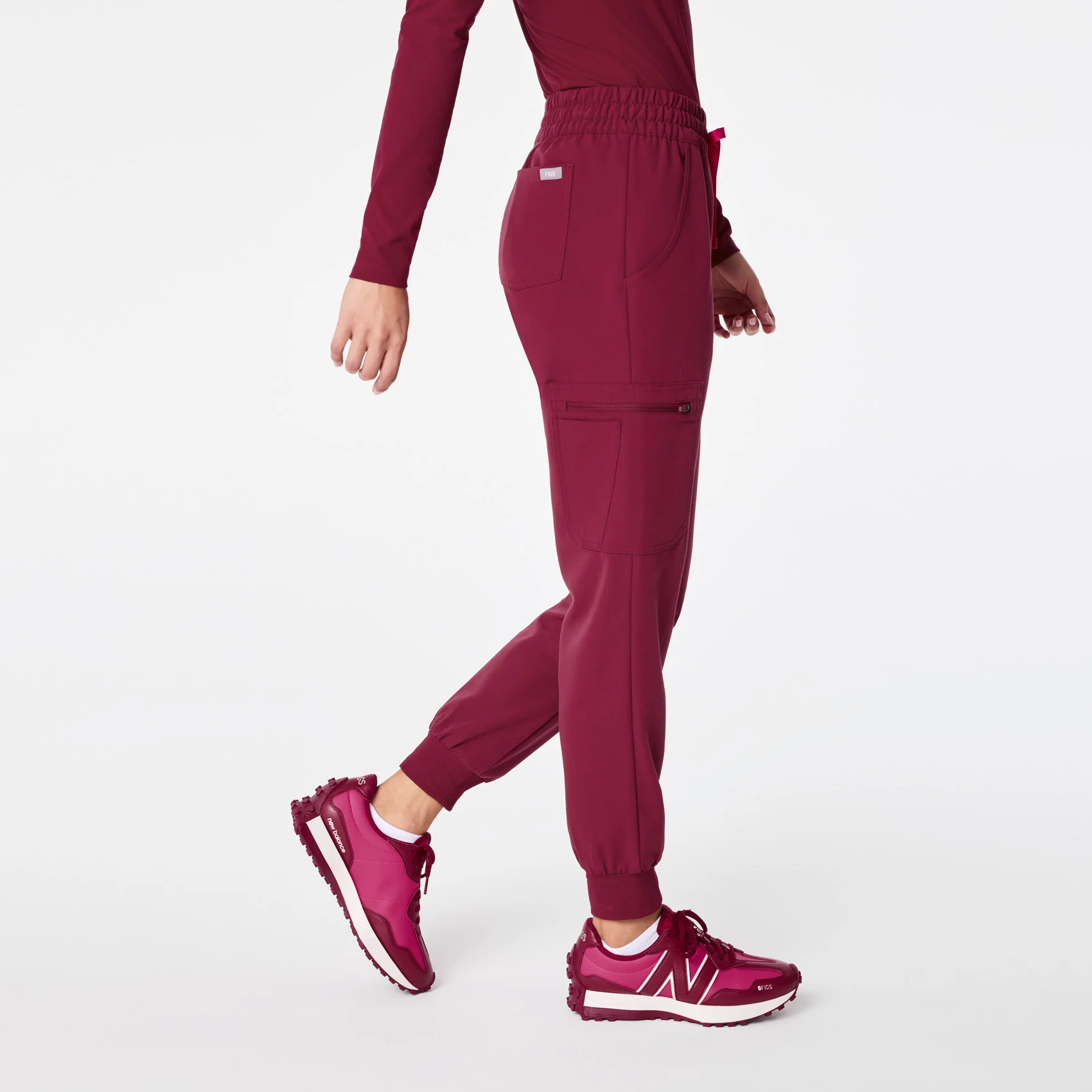 women's Deep Cranberry Uman Relaxed - Tall Jogger Scrub Pant - Image 3