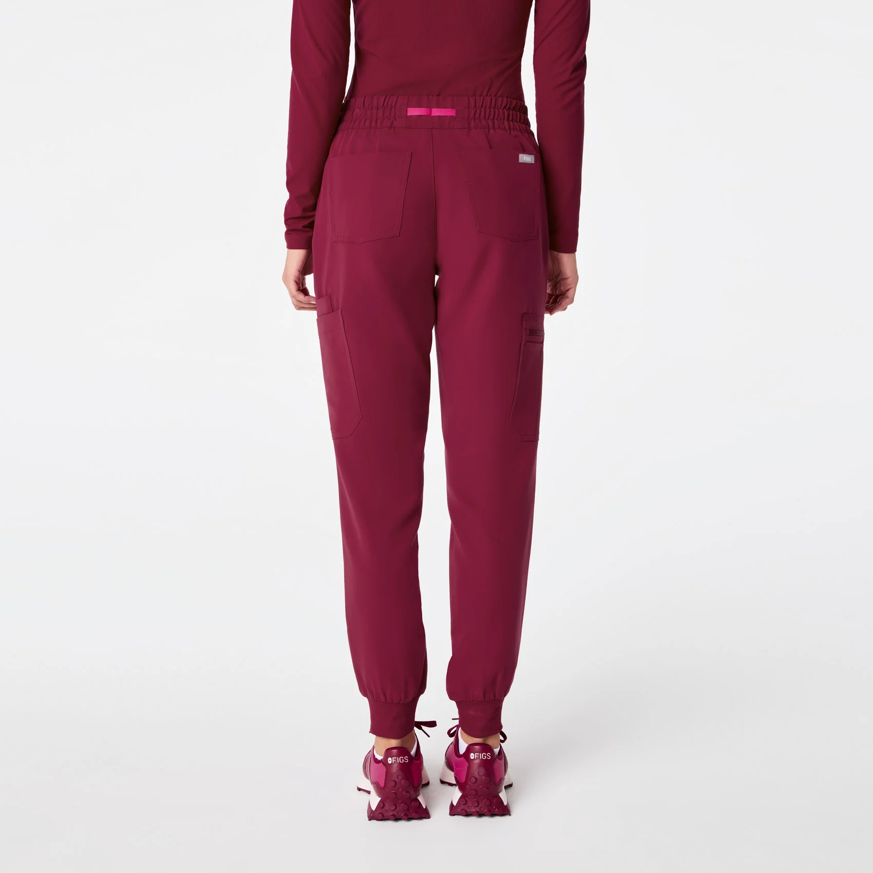 women's Deep Cranberry Uman Relaxed - Tall Jogger Scrub Pant - Image 4