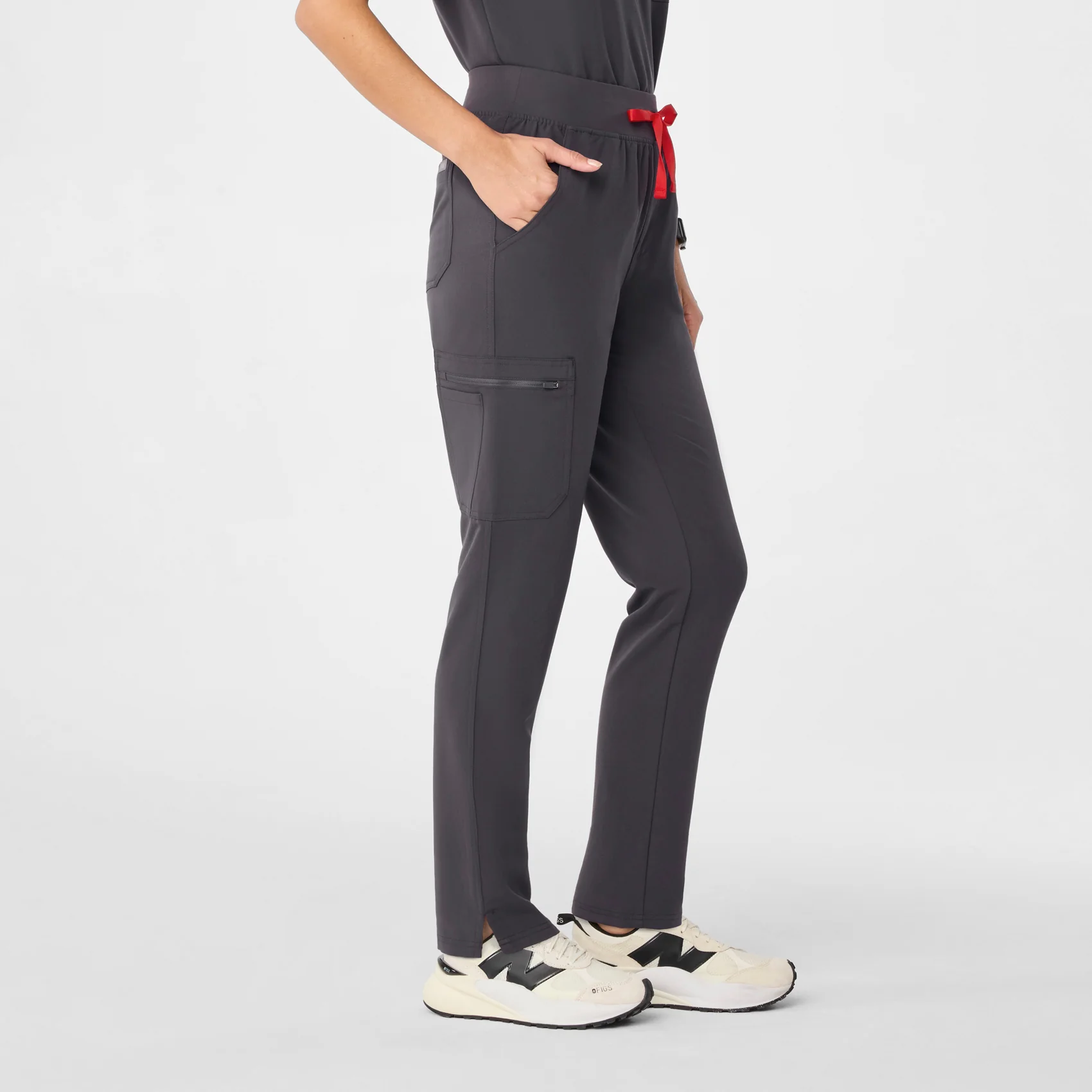 women's Charcoal Yola™ High Waisted - Petite Skinny Scrub Pants - Image 3