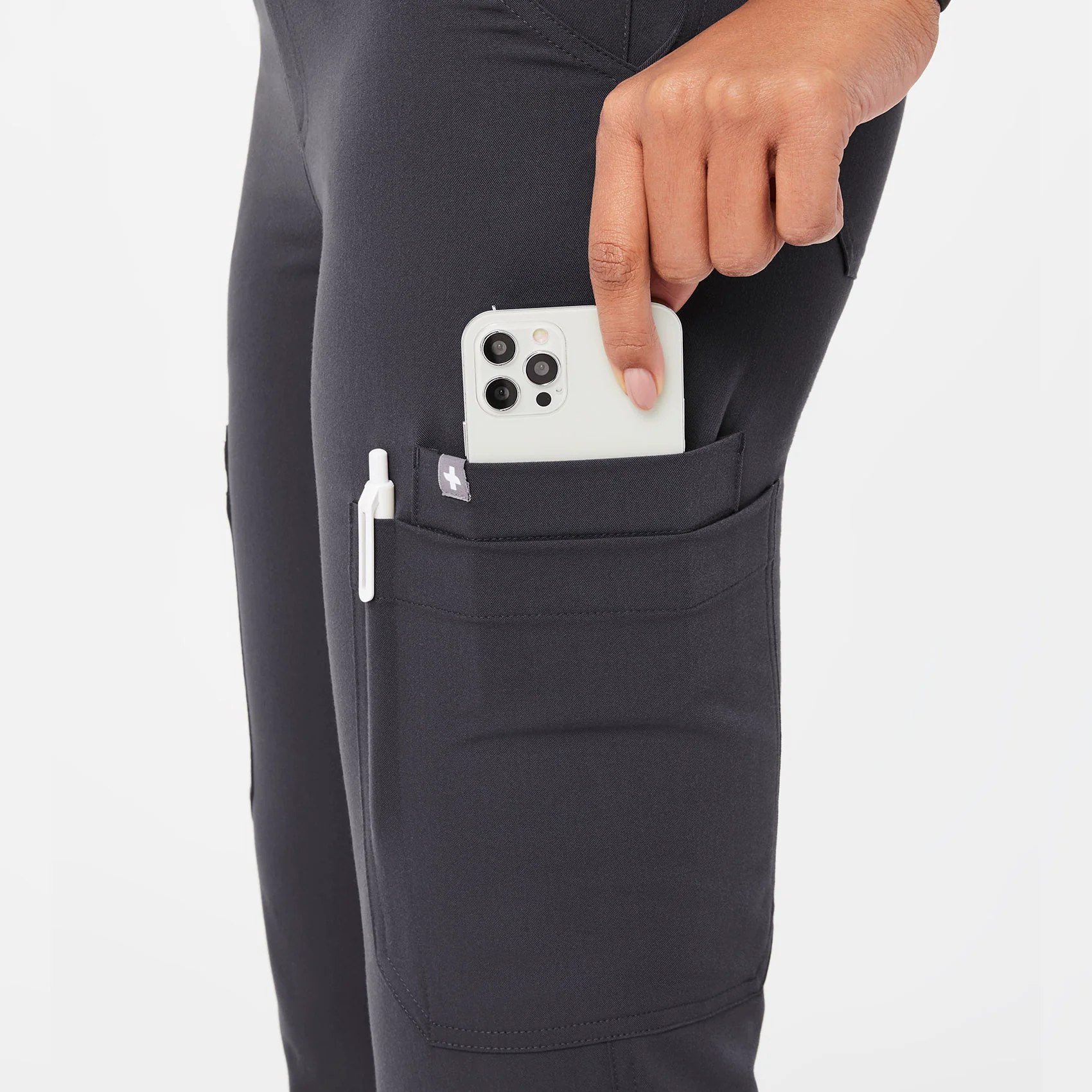 women's Charcoal Yola™ High Waisted - Petite Skinny Scrub Pants - Image 7