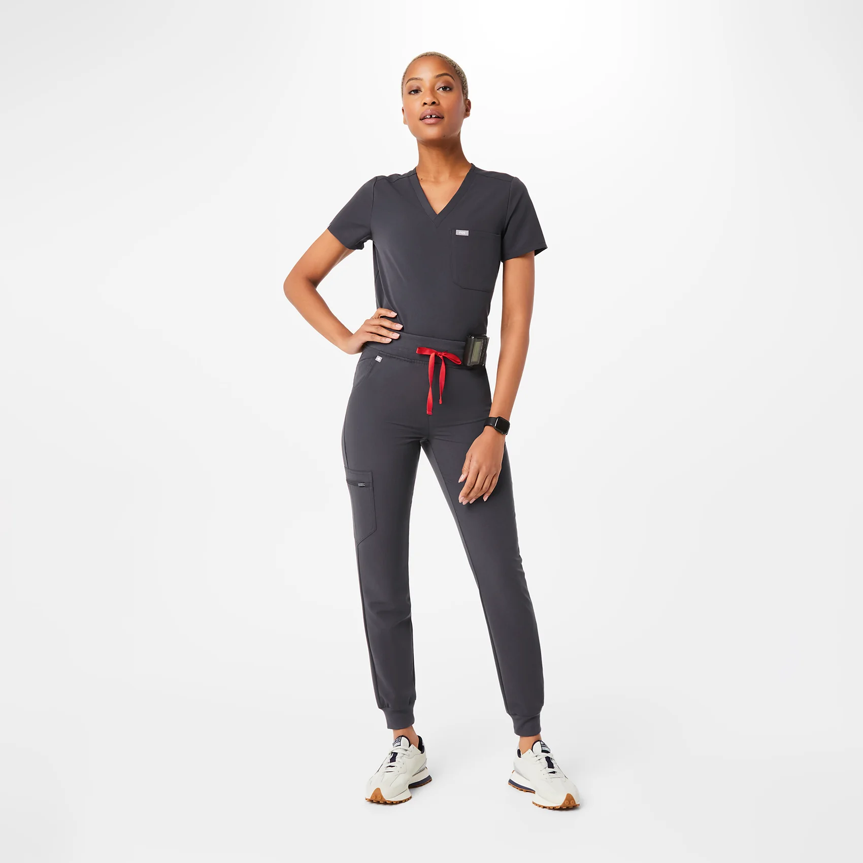 women's Charcoal Zamora™ High Waisted - Petite Jogger Scrub Pants - Image 2