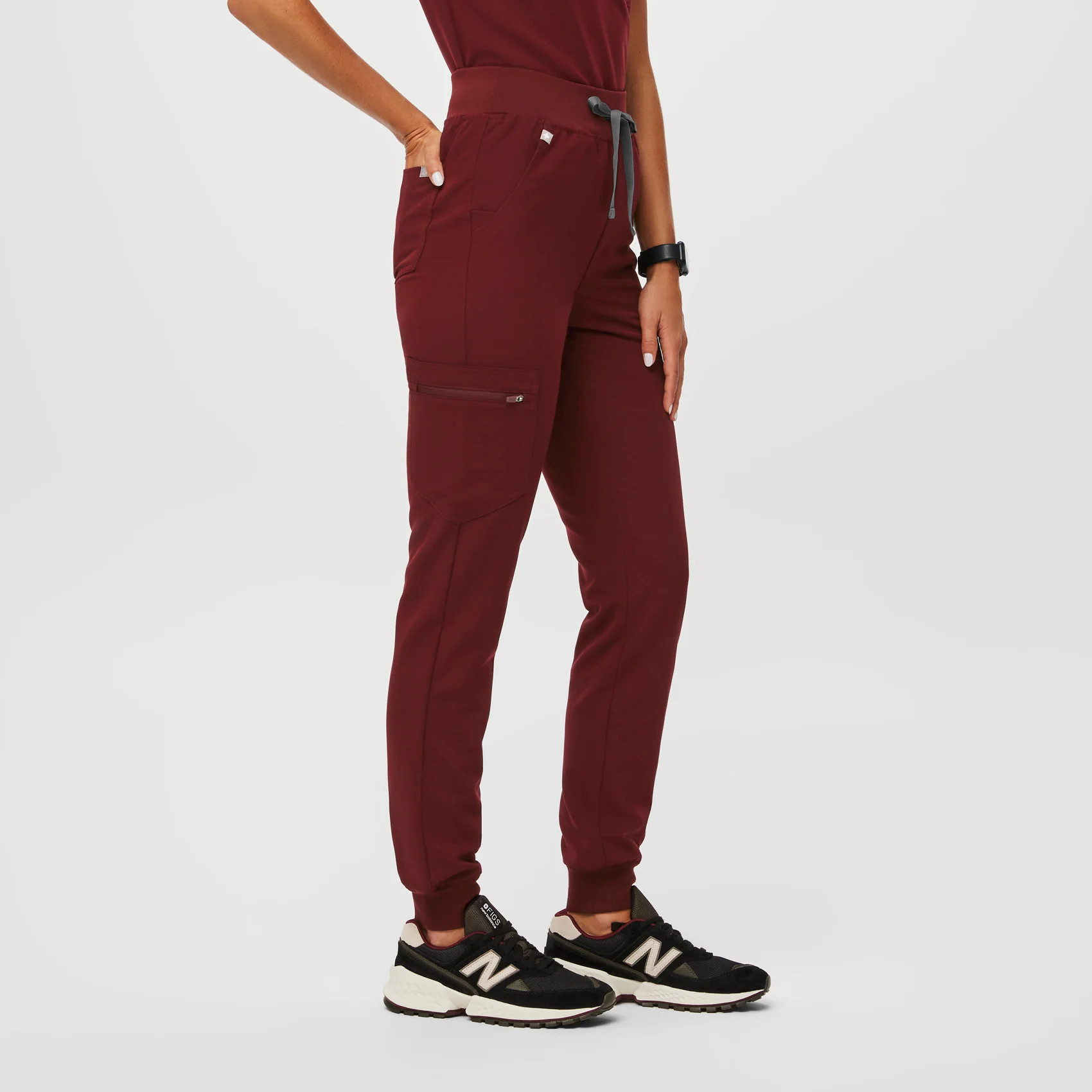 women's Burgundy Zamora™ High Waisted - Tall Jogger Scrub Pants - Image 3