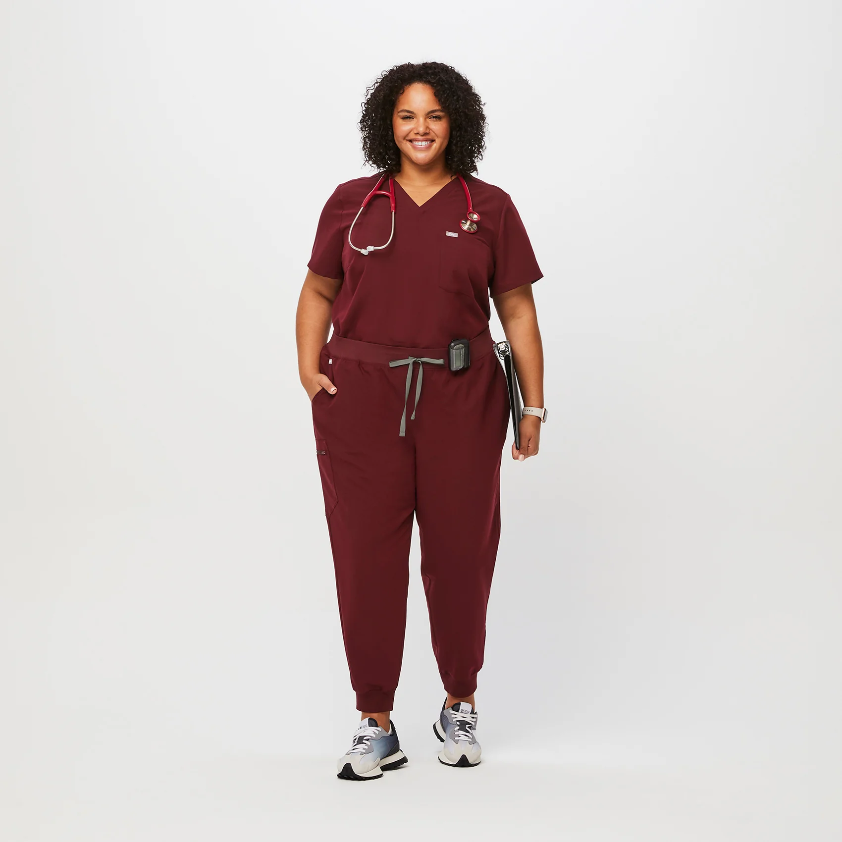 women's Burgundy Zamora™- Petite Jogger Scrub Pants (3XL - 6XL) - Image 2