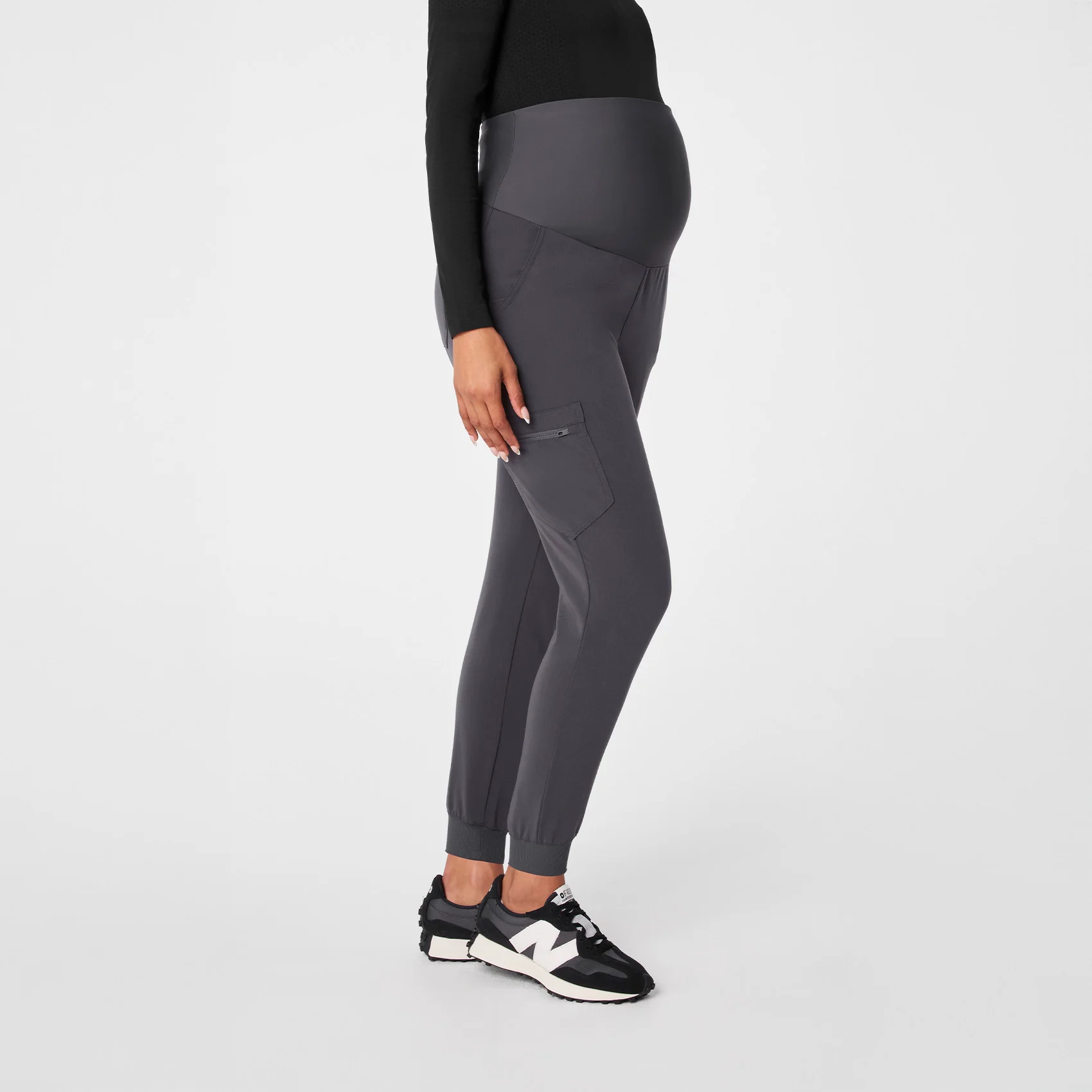 women's Charcoal Zamora - Maternity Scrub Pants - Image 3