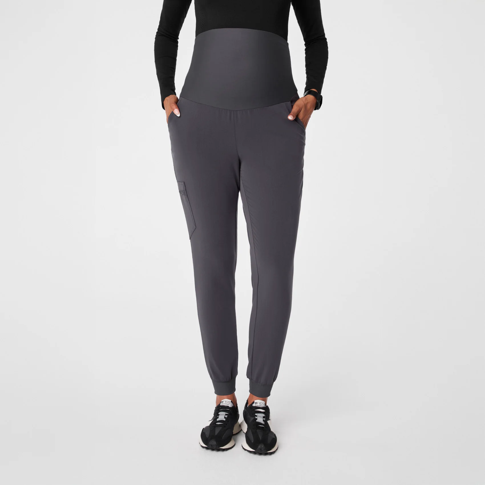 women's Charcoal Zamora - Petite Maternity Scrub Pants